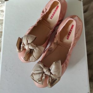 Prada Pink Ballerina Bow Tie Flats